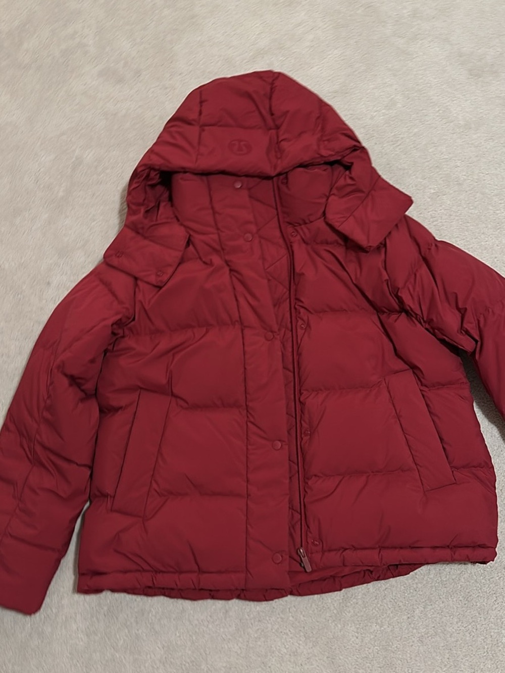 lululemon athletica Women's Crimson Red Quilted Puffer Jacket with Hood